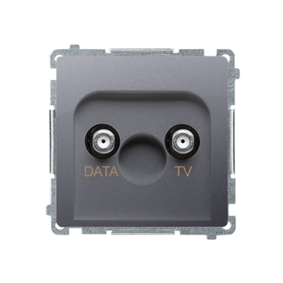 Gniazdo TV-DATA dwa porty wyjściowe typu "F" (moduł) inox metalik