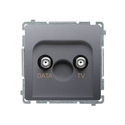 Gniazdo TV-DATA dwa porty wyjściowe typu "F" (moduł) inox metalik