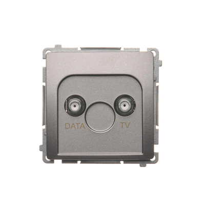 Gniazdo TV-DATA dwa porty wyjściowe typu "F" (moduł) inox metalik