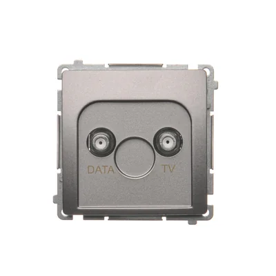 Gniazdo TV-DATA dwa porty wyjściowe typu "F" (moduł) inox metalik