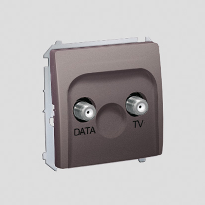 Gniazdo TV-DATA dwa porty wyjściowe typu "F" (moduł) inox metalik