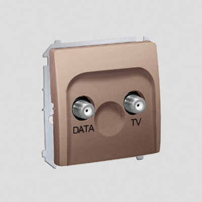 Gniazdo TV-DATA dwa porty wyjściowe typu "F" (moduł) satyna metalik