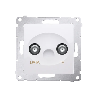 Gniazdo TV-DATA dwa porty wyjśiowe typu "F" (moduł) białe