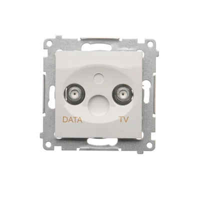 Gniazdo TV-DATA dwa porty wyjśiowe typu "F" (moduł) białe