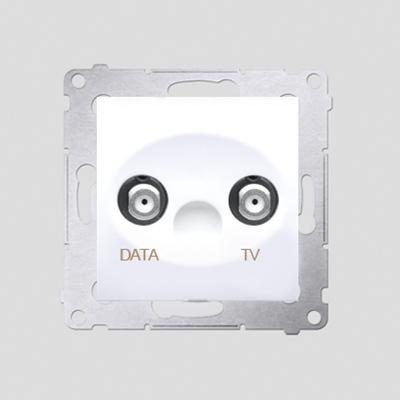 Gniazdo TV-DATA dwa porty wyjśiowe typu "F" (moduł) białe