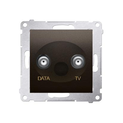 Gniazdo TV-DATA dwa porty wyjśiowe typu "F" (moduł) brąz mat metalik