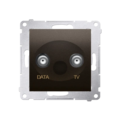 Gniazdo TV-DATA dwa porty wyjśiowe typu "F" (moduł) brąz mat metalik