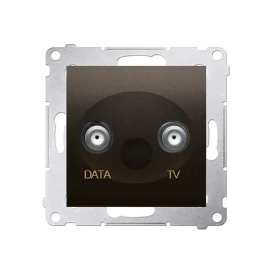 Gniazdo TV-DATA dwa porty wyjśiowe typu "F" (moduł) brąz mat metalik