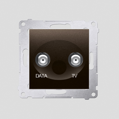 Gniazdo TV-DATA dwa porty wyjśiowe typu "F" (moduł) brąz mat metalik