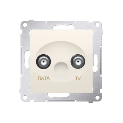 Gniazdo TV-DATA dwa porty wyjśiowe typu "F" (moduł) krem
