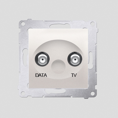 Gniazdo TV-DATA dwa porty wyjśiowe typu "F" (moduł) krem