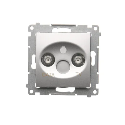 Gniazdo TV-DATA dwa porty wyjśiowe typu "F" (moduł) srebrny metalik
