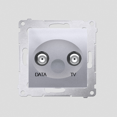 Gniazdo TV-DATA dwa porty wyjśiowe typu "F" (moduł) srebrny metalik