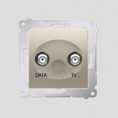 Gniazdo TV-DATA dwa porty wyjśiowe typu "F" (moduł) złoty metalik