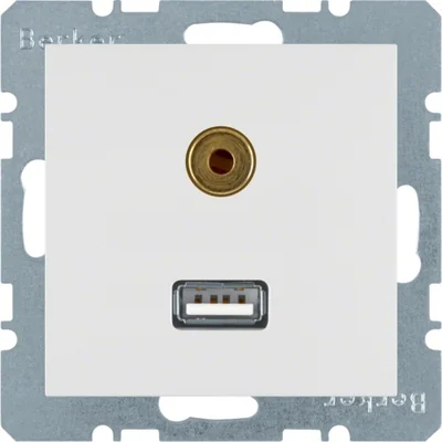 Gniazdo USB / 3,5 mm Audio, biały połysk