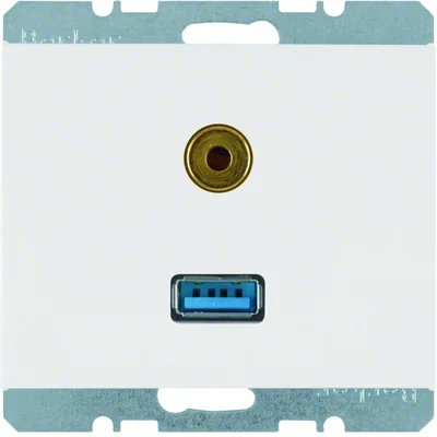 Gniazdo USB / 3,5 mm Audio, biały połysk