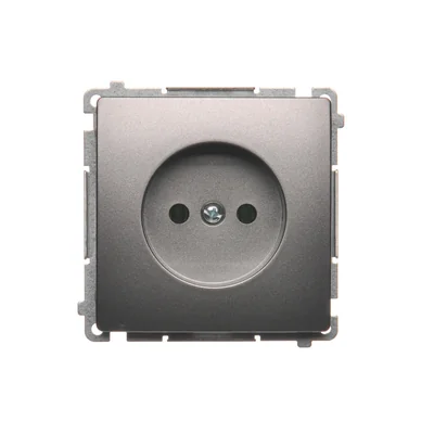 Gniazdo wtyczkowe bez uziemienia (moduł) 16A 250V zaciski śrubowe inox (metalik)