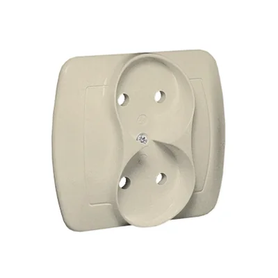 Gniazdo wtyczkowe bez uziemienia podwójne 16A 230V zaciski śrubowe beż