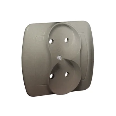 Gniazdo wtyczkowe bez uziemienia podwójne 16A 230V zaciski śrubowe satyna (metalik)