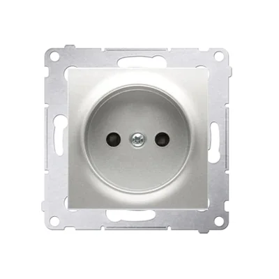 Gniazdo wtyczkowe bez uziemienia z przesłonami (moduł) 16A 250V zaciski śrubowe srebrny (metalik)