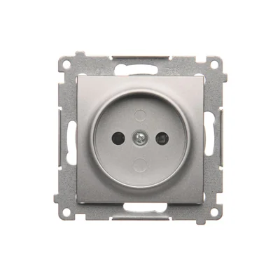 Gniazdo wtyczkowe bez uziemienia z przesłonami (moduł) 16A 250V zaciski śrubowe srebrny (metalik)