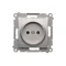 Gniazdo wtyczkowe bez uziemienia z przesłonami (moduł) 16A 250V zaciski śrubowe srebrny (metalik)