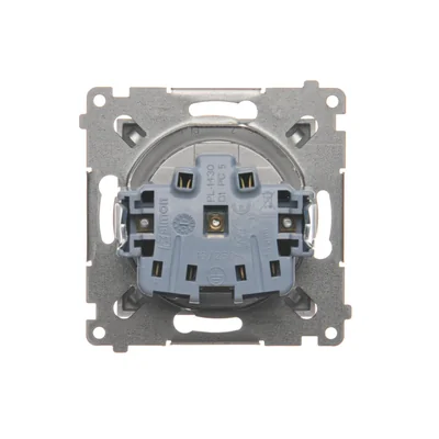 Gniazdo wtyczkowe bez uziemienia z przesłonami (moduł) 16A 250V zaciski śrubowe srebrny (metalik)