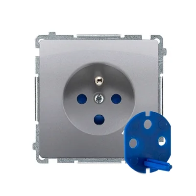 Gniazdo wtyczkowe DATA (moduł), 230V, inox metalik