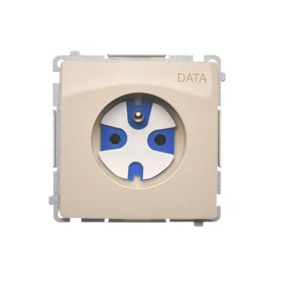 Gniazdo wtyczkowe DATA z uziemieniem i kluczem uprawniającym (moduł) 16A 230V beż