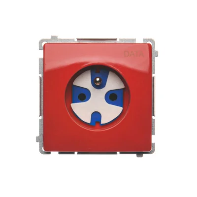 Gniazdo wtyczkowe DATA z uziemieniem i kluczem uprawniającym (moduł) 16A 230V czerwone