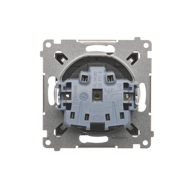 Gniazdo wtyczkowe do wersji IP44 z przesł. do ramek wielokr. (moduł) 16A 250V klapka transp. antracyt (metalik)
