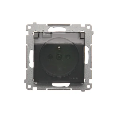 Gniazdo wtyczkowe do wersji IP44 z przesł. do ramek wielokr. (moduł) 16A 250V klapka transp. antracyt (metalik)