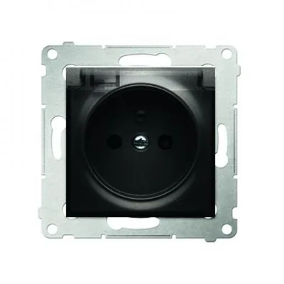 Gniazdo wtyczkowe do wersji IP44 z przesł. do ramek wielokr. (moduł) 16A 250V klapka transp. antracyt (metalik)