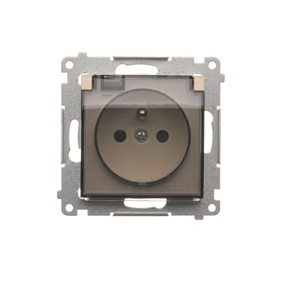 Gniazdo wtyczkowe do wersji IP44 z przesł. do ramek wielokr. (moduł) 16A 250V klapka transp. krem