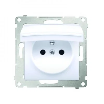 Gniazdo wtyczkowe do wersji IP44 z przesłonami z uszczelką ramki (moduł) 16A 250V białe