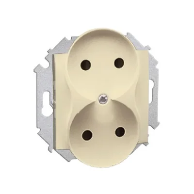 Gniazdo wtyczkowe podwójne bez uziemienia (moduł) 16A 230V beż