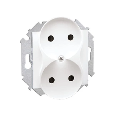 Gniazdo wtyczkowe podwójne bez uziemienia (moduł) 16A 230V białe