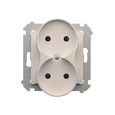 Gniazdo wtyczkowe podwójne bez uziemienia z przesłonami (moduł) 16A 250V białe
