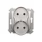 Gniazdo wtyczkowe podwójne bez uziemienia z przesłonami (moduł) 16A 250V srebrny (metalik)