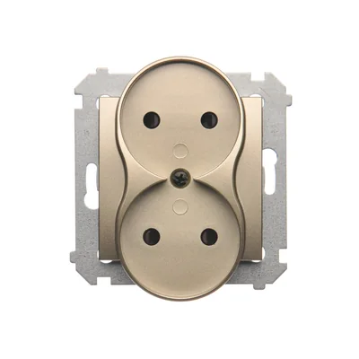 Gniazdo wtyczkowe podwójne bez uziemienia z przesłonami (moduł) 16A 250V złoty (metalik)