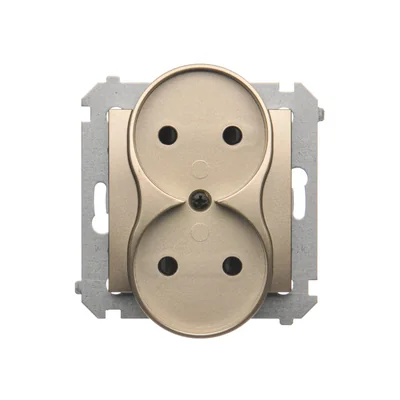 Gniazdo wtyczkowe podwójne do ramek nature  230V, złoty metalik