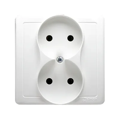 Gniazdo wtyczkowe podwójne kompletne 230V, białe