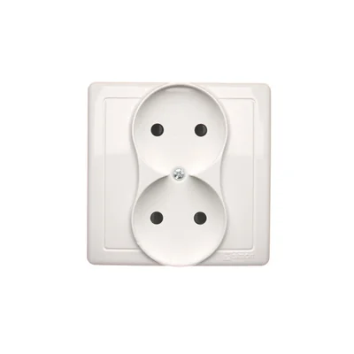Gniazdo wtyczkowe podwójne kompletne 230V, białe
