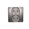 Gniazdo wtyczkowe podwójne kompletne 230V, inox metalik