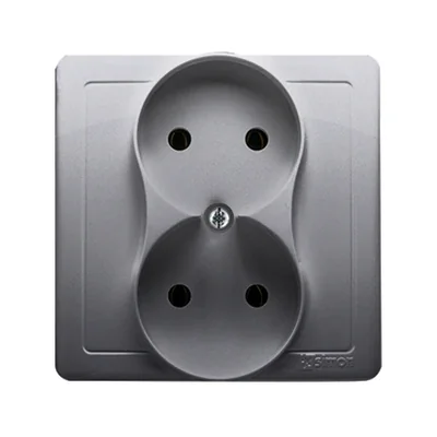 Gniazdo wtyczkowe podwójne kompletne 230V, inox metalik