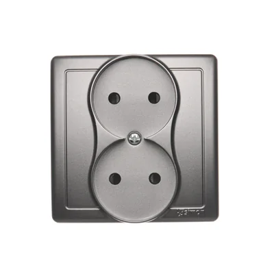 Gniazdo wtyczkowe podwójne kompletne 230V, inox metalik