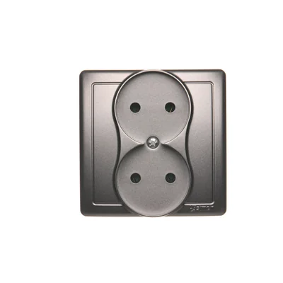 Gniazdo wtyczkowe podwójne kompletne 230V, inox metalik