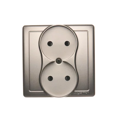 Gniazdo wtyczkowe podwójne kompletne 230V, satyna metalik