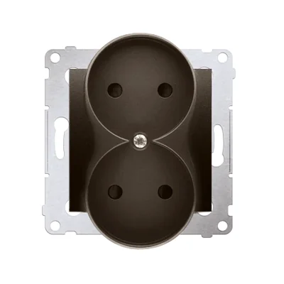 Gniazdo wtyczkowe podwójne (moduł) 230V, brąz mat metalik