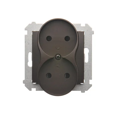 Gniazdo wtyczkowe podwójne (moduł) 230V, brąz mat metalik